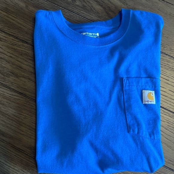 Carhartt Short Sleeve Loose Fit Pocket T-Shirt. Mens Size Large / Blue - Picture 2 of 2